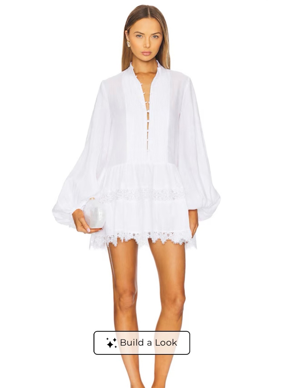 Bardot Antonia Lace Trim Mini Dress in orchard white
